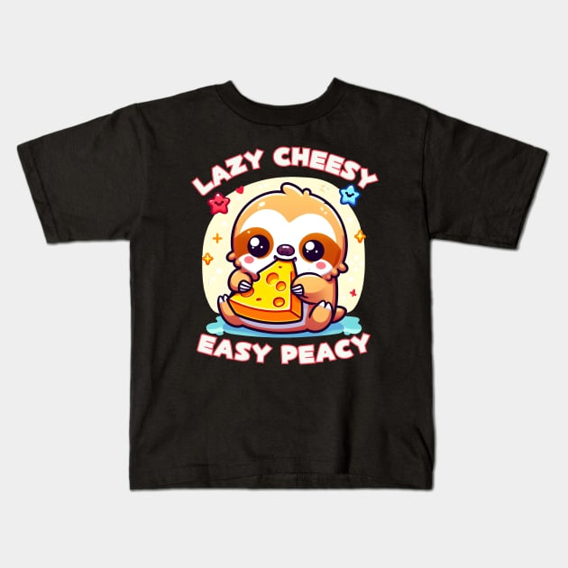 Lazy cheesy easy peacy cheese lover Kids T-Shirt by Japanese Fever